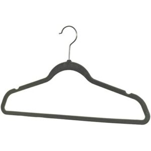 Mainetti SH-VM003-GR10 Grey Velvet Ultra-Thin Hangers with Notches and Bright Zinc Swivel Hooks, 17.5 Inch (Pack of 10)