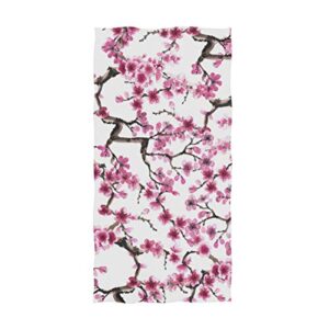 zzwwr beautiful pink cherry blossoms branch floral pattern soft highly absorbent large decorative hand towels multipurpose for bathroom, hotel, gym and spa (16 x 30 inches)