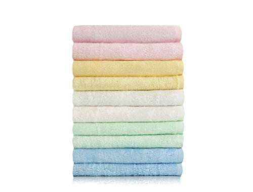 100% Bamboo Fiber Fade-Resistant Super Soft and High Absorbent Multi-Purpose Fingertip Towels, 8 Washcloths Face Cloths (10inch x 10inch).8Pieces