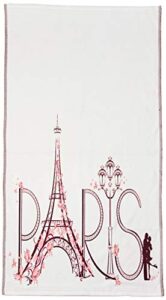 naanle chic romantic french paris eiffel tower butterfly luxury soft large decorative hand towels multipurpose for bathroom, hote, gym and spa (16" x 30",white)