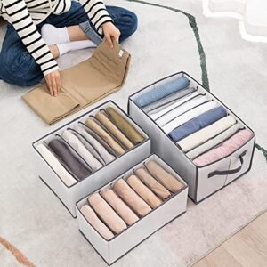 Upgraded Wardrobe Clothes Organizer for Jeans 3PCS Larger Clothing Storage Organizer Washable Closet Drawer Organizer for Folded Clothes, Thin Coats, Jeans, Leggings, Sweaters, T-shirt