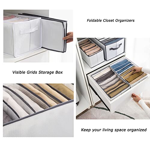 Upgraded Wardrobe Clothes Organizer for Jeans 3PCS Larger Clothing Storage Organizer Washable Closet Drawer Organizer for Folded Clothes, Thin Coats, Jeans, Leggings, Sweaters, T-shirt