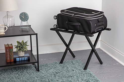 Compact Metal Luggage Rack, Black Powder Coat Finish, No Assembly Required