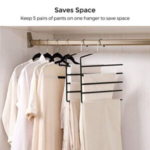 SONGMICS Set of 3 Pants Hangers and Set of 4 Open-Ended Clothes Hangers Bundle, Pants Organizer Hangers, Sliver and Black UCRI041BK and UCRI034B02