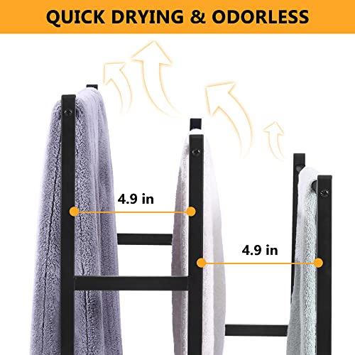 Towel Racks for Bathroom, 3 Tier Freestanding Towel Rack for Bath, Large Pool Towel Rack Outdoor Towels Stand Holder, Black, ALHAKIN