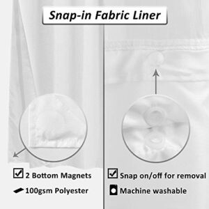 ALYVIA SPRING Waffle Weave Shower Curtain with Snap-in Fabric Liner & Hooks Set: Hotel Style & Top Sheer Window, Double Layers & Machine Washable for Easy Clean, 71x72, White