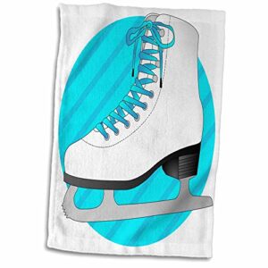 3d rose figure gifts-blue ice skate on stripes hand/sports towel, 15 x 22