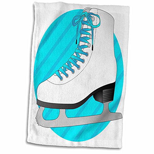 3D Rose Figure Gifts-Blue Ice Skate On Stripes Hand/Sports Towel, 15 x 22