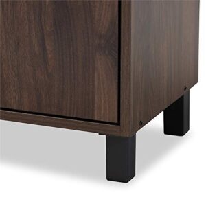 Baxton Studio Rossin Modern and Contemporary Walnut Brown Finished 2-Door Wood Entryway Shoe Storage Cabinet with Open Shelf