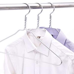Quality Hangers Silver Aluminum Metal Coat Hangers Heavy Duty Suit Hangers 10 Pack (Adult Size Coat Hanger)