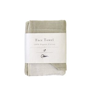 nawrap 100% organic cotton, face towel, green/ivory
