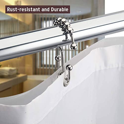 DadyMart Shower Curtain Hooks Rust Resistant Shower Curtain Rings Metal Double Glide Rollers Shower Hooks for Bathroom Shower Curtain Rods Curtains, Set of 12, Nickel