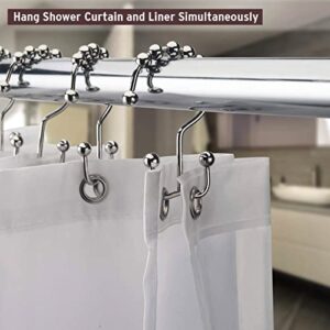 DadyMart Shower Curtain Hooks Rust Resistant Shower Curtain Rings Metal Double Glide Rollers Shower Hooks for Bathroom Shower Curtain Rods Curtains, Set of 12, Nickel