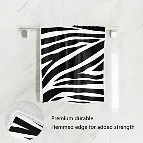 Vdsrup Zebra Print Hand Towels Black White Striped Animal Face Towel Soft Thin Guest Towel Portable Kitchen Tea Towels Dish Washcloths Bath Decorations Housewarming Gifts 16 X 30 in