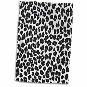 3drose lee hiller designs rab rockabilly - white grey and black leopard print - towels (twl-32470-1)