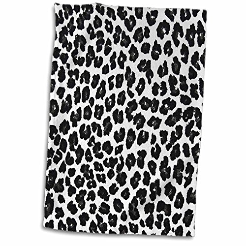 3dRose Lee Hiller Designs RAB Rockabilly - White Grey and Black Leopard Print - Towels (twl-32470-1)
