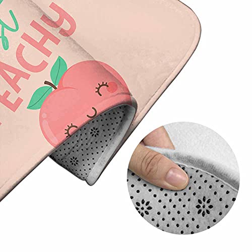 AOYEGO Just Peachy 3 Pieces Bathroom Rugs Set Cute Cartoon Peach Smile Character Fresh Kawaii Fruit Non Slip 23.6X15.7 Inch Soft Absorbent Polyester for Tub Shower Toilet