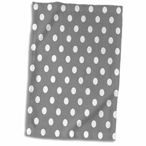 3d rose grey and white polka dot print twl_24682_1 towel, 15" x 22"