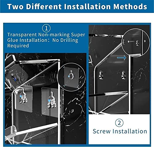 2 Pack Acrylic Shower Shelves,Shampoo holder for shower wall,Clear Bathroom Shower Caddy Organizer, Wall Mounted Shampoo Holder for Shower