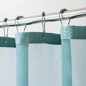 Waffle Weave Shower Curtain with Fabric Snap in Liner Set with Mesh See Through Top Hotel Quality White Shower Curtain Bathroom Curtain Shower Curtain Set 70 X 72 Inch Long Shower Curtain in Aqua