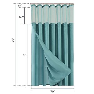 Waffle Weave Shower Curtain with Fabric Snap in Liner Set with Mesh See Through Top Hotel Quality White Shower Curtain Bathroom Curtain Shower Curtain Set 70 X 72 Inch Long Shower Curtain in Aqua