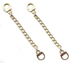hand® set of 2 gold tone metal sew on metal coat hangers hanging chain loops - 8.5 cm long