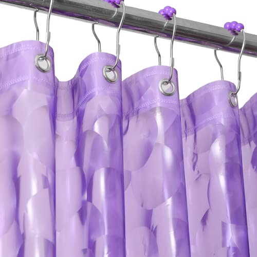 Ga-Geetopia EVA 3D Purple Pearl Plastic Shower Curtain Liner - Premium Light Weight 72" x 72" Bathroom Shower Showroom Curtain Liner with Rustproof Metal Gromments and Weighted Magnet