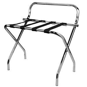 soro essentials- chrome plated steel rack-luggage w / guard for guest room suitcase stand foldable steel frame for hotel