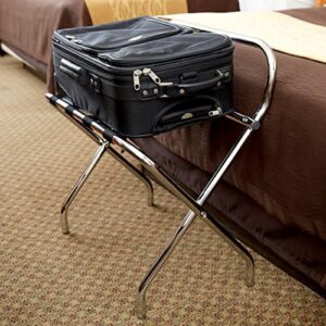 Soro Essentials- Chrome Plated Steel Rack-Luggage w / Guard for Guest Room Suitcase Stand Foldable Steel Frame for Hotel