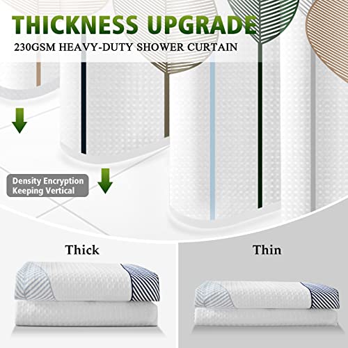 Shower Curtain Set with Snap-in Fabric Liner, Heavyweight Waffle Weave Bathroom Shower Curtains Hotel Style with See Through Top Window, 12 Metal Hooks, Waterproof & Machine Washable(72"x72", Leaf)