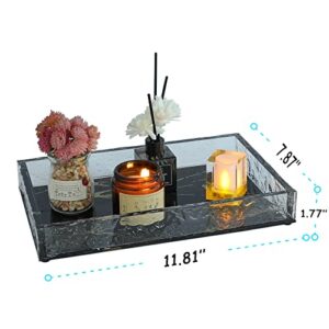 SVUASAN Perfume Tray, Bathroom Counter Rectangle Acrylic Vanity Decorative Tray, Dresser Makeup Tray for Cosmetics Organizer Storage, Marbling Serving Tray for Coffee Table