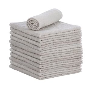 superio cotton terry washcloths grey towels 100% cotton cleaning cloth 16" rags wash clothes for body and face, spa towels, multi purpose (12 pack)