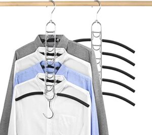 clothes hangers space saving coat hangers, homa jia non slip blouse hangers heavy duty foldable stainless steel sweater shirt hanger multilayer closet storage organizer