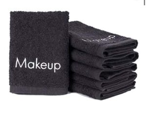 embroidered black makeup washcloth set of 6, 13x13, 100% cotton