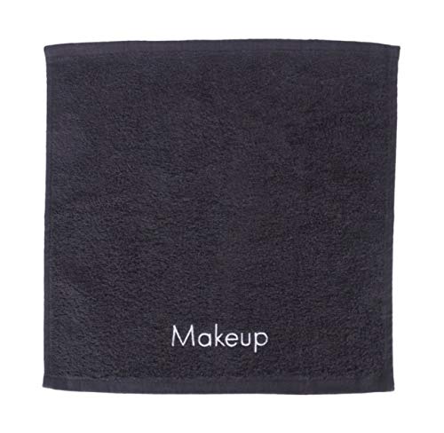 Embroidered Black Makeup Washcloth Set of 6, 13X13, 100% Cotton