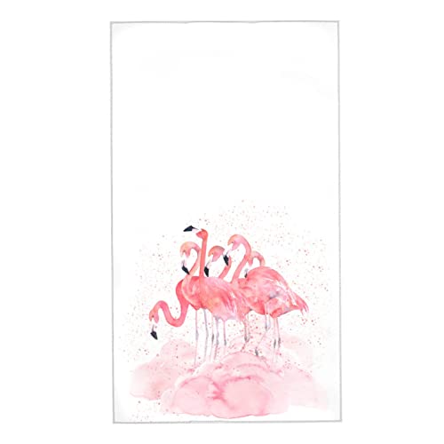 Watercolor Pink Flamingos Painting Splash Soft Absorbent Guest Hand Towels Multipurpose for Bathroom, Gym, Hotel and Spa (27.5 x16 Inches)