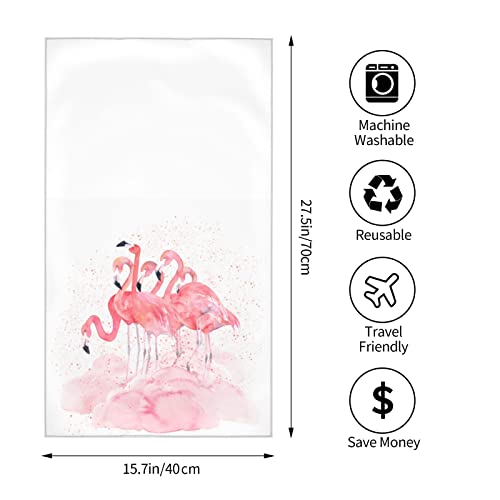 Watercolor Pink Flamingos Painting Splash Soft Absorbent Guest Hand Towels Multipurpose for Bathroom, Gym, Hotel and Spa (27.5 x16 Inches)