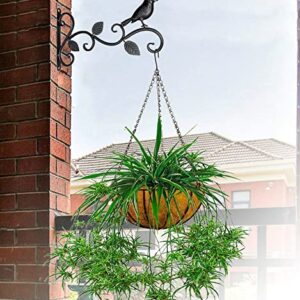 2 Packs 12.2’’ Black Hanging Plants Bracket Wall Mounted Hangers, Heavy Duty Wrought Iron Rustic Hook for Hanging Flower Pots Baskets Bird Feeder Wind Chime Fence Lanterns Outdoor Indoor Lawn Garden