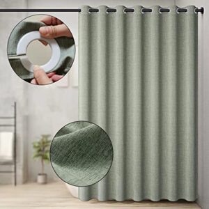 no hooks faux linen shower curtain,waterproof fabric shower curtain set,hotel grade,heavy duty,machine washable,70w x 78h (green)