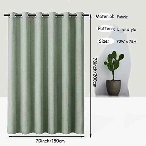 No Hooks Faux Linen Shower Curtain,Waterproof Fabric Shower Curtain Set,Hotel Grade,Heavy Duty,Machine Washable,70W x 78H (Green)