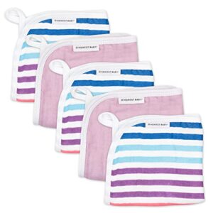 honestbaby organic cotton triple-layer woven wash cloths multipack, rainbow stripe, one size