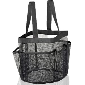fajyaz shower caddy basket for college dorm essentials for guys, bathroom caddy with 8-pocket large capacity, shower bag for beach, swimming, gym (black)