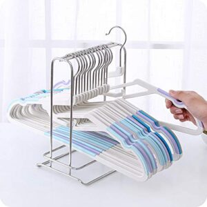 Clothes Hanger Organizer Rack Sturdy Stainless Steel Free Standing Clothes Caddy Storage Rack Holder Stacker for Wardrobe Closet & Room Tidier Laundry Rooms Drying Rack (1)