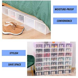 Shoe Box Organizer, Clear Flodable Shoe Storage Box with Lids Drop Front Sneaker Cases for Men Stackable Shoe Container Organizer for Entryway Bedroom Closets, Fits Men's Size 12, Pack of 12 (White)