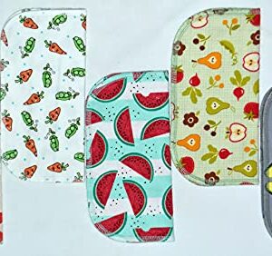 2 Ply Printed Flannel 8x8 Inches Set of 5 Little Wipes Farmers Market