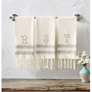 Mud Pie E Initial Turkish Towel, Cream, one Size