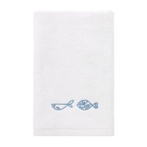 avanti linens blue fin bay fingertip towel, white