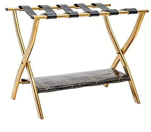 Winsihams, NOTHING LIKE OR EQUAL ON AMAZON-New LUXURY LUGGAGE RACK for guest rooms and hotels - SUITCASE HOLDER with 5 leather straps and marble effect leather shelf.