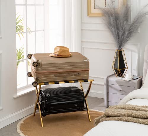 Winsihams, NOTHING LIKE OR EQUAL ON AMAZON-New LUXURY LUGGAGE RACK for guest rooms and hotels - SUITCASE HOLDER with 5 leather straps and marble effect leather shelf.