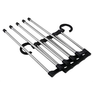 takefuns 5 in 1 stainless steel multifunction retractable hanger pants trouser organizer,clothes hangers storage stacker rack holder for wardrobe